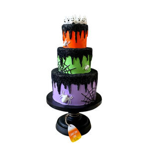 Candy Corn Lane 18in Halloween Cake Decor Spooky Spiders Ghosts Glitter NEW